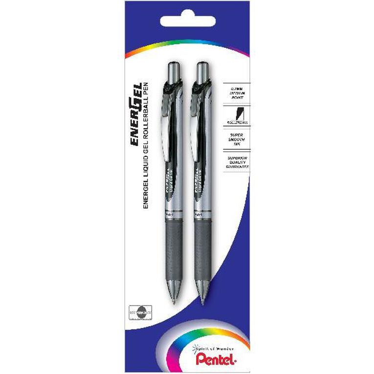 Pentel EnerGel RTX Liquid Gel Pen 0.7mm Black 2 Pack