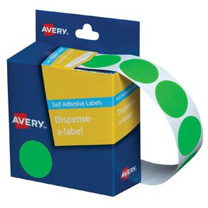 Avery Fluoro Green Dispenser Dot Stickers 24mm diameter 350 Labels