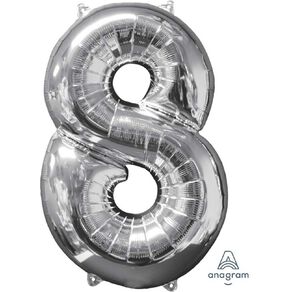Anagram Mid-Size Shape Silver Number 8 Balloon