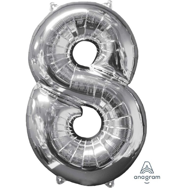 Anagram Mid-Size Shape Silver Number 8 Balloon