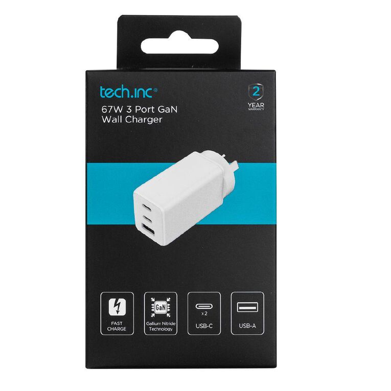 Tech.Inc 67W GAN Triple USB Wall Charger