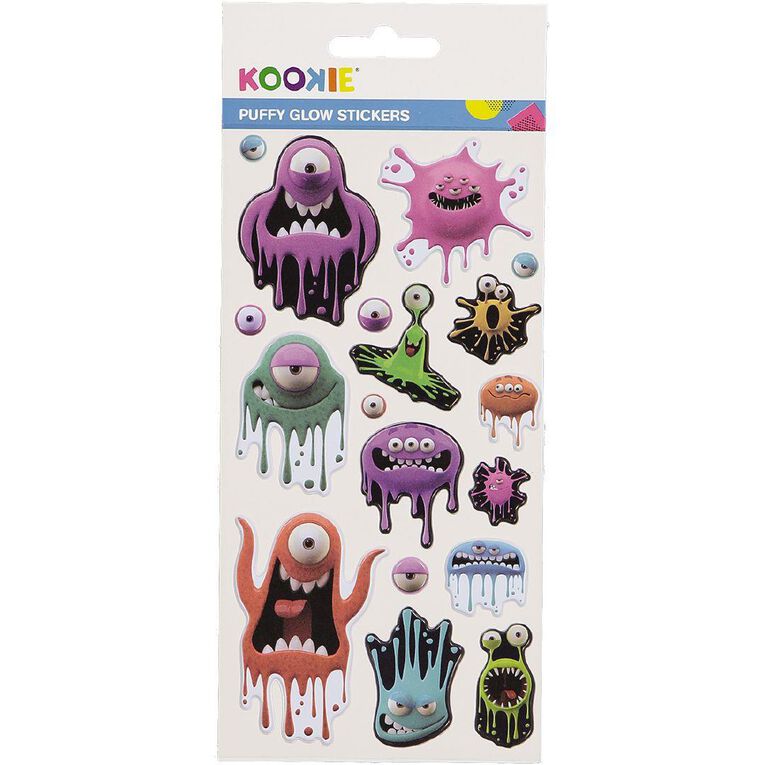 Kookie Sticker Sheet Puffy Glow in the Dark Assorted