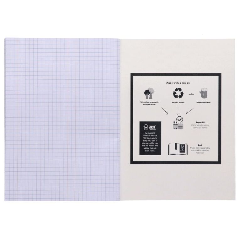 WS Exercise Book 1E8 Plus 7mm Quad 32 Leaf with Margins Blue