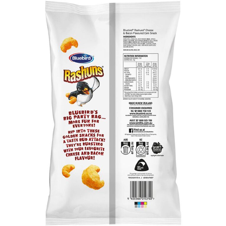 Bluebird Rashuns Cheese & Bacon 190g