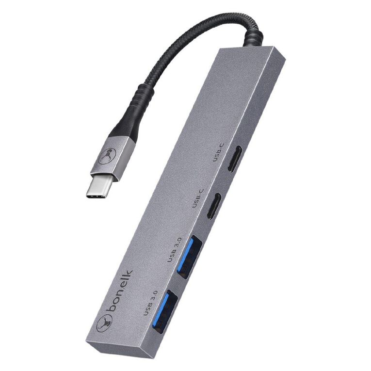 Bonelk Long Life USB C 4 in 1 Multiport Slim Hub Space Grey Grey