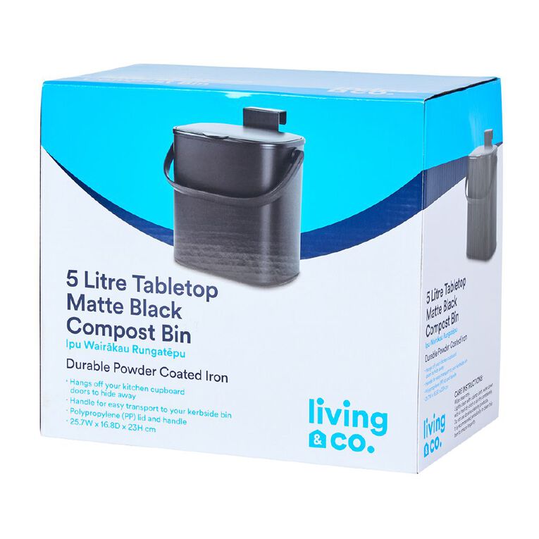 Living & Co Tabletop Compost Bin Black