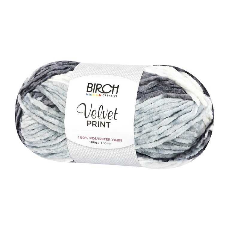 Birch Velvet Yarn 100% Polyester 100G Print Grey Mix