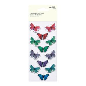 Uniti Handmade Sticker Glassy Butterfly Citrus Orchid 12 Piece