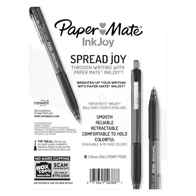 Paper Mate InkJoy 1.0mm Ballpoint Pen 8 Pack Black