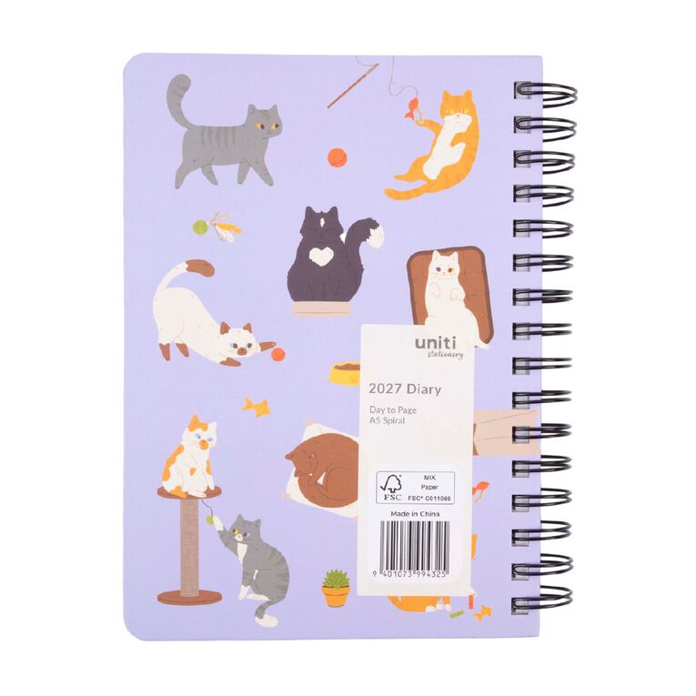 Uniti 2027 A5 Date To Page Diary Cats