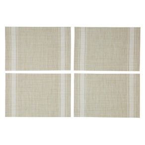 Living & Co Woven Placemat With White Stripe 4 Pack Natural 30cm x 40cm