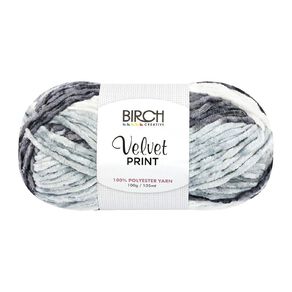 Birch Velvet Yarn 100% Polyester 100G Print Grey Mix