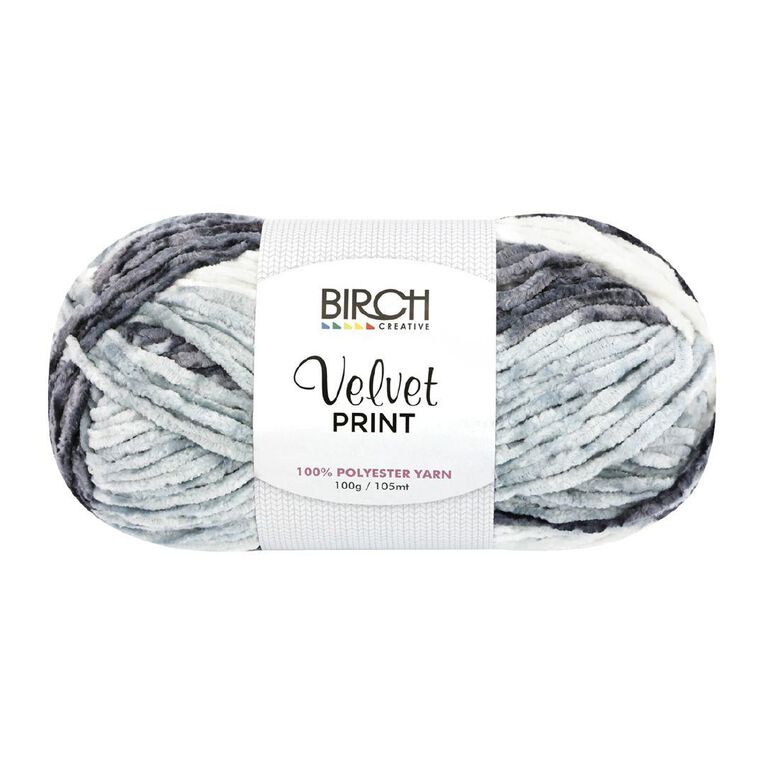 Birch Velvet Yarn 100% Polyester 100G Print Grey Mix