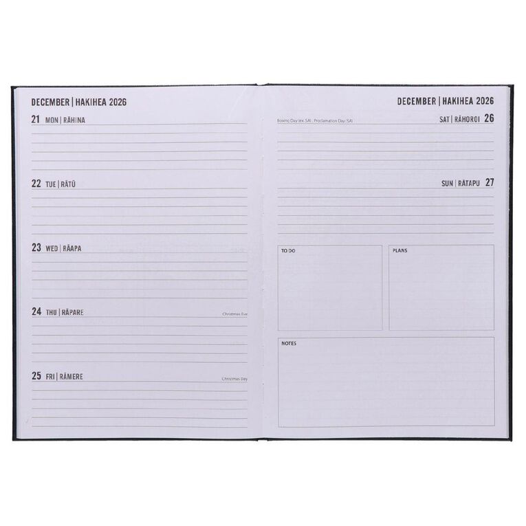 WS Mid Year Diary Black Week To View A4 26-27
