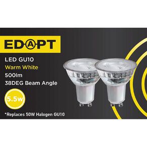 Edapt LED GU10 Light Bulb 5.5W Warm White 2 Pack
