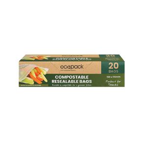 Ecopack Compostable Resealable Snack Bags 20 pack