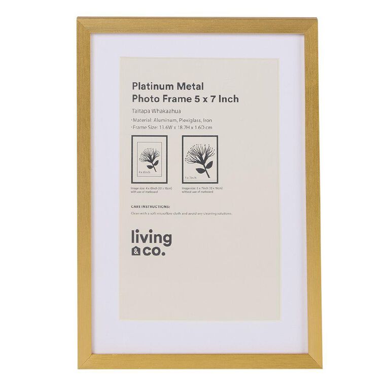 Living & Co Platinum Metal Photo Frame Gold 5in x 7in