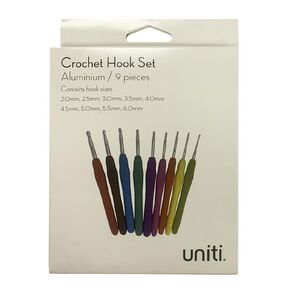 Uniti Crochet Hooks Aluminium 9 Pack