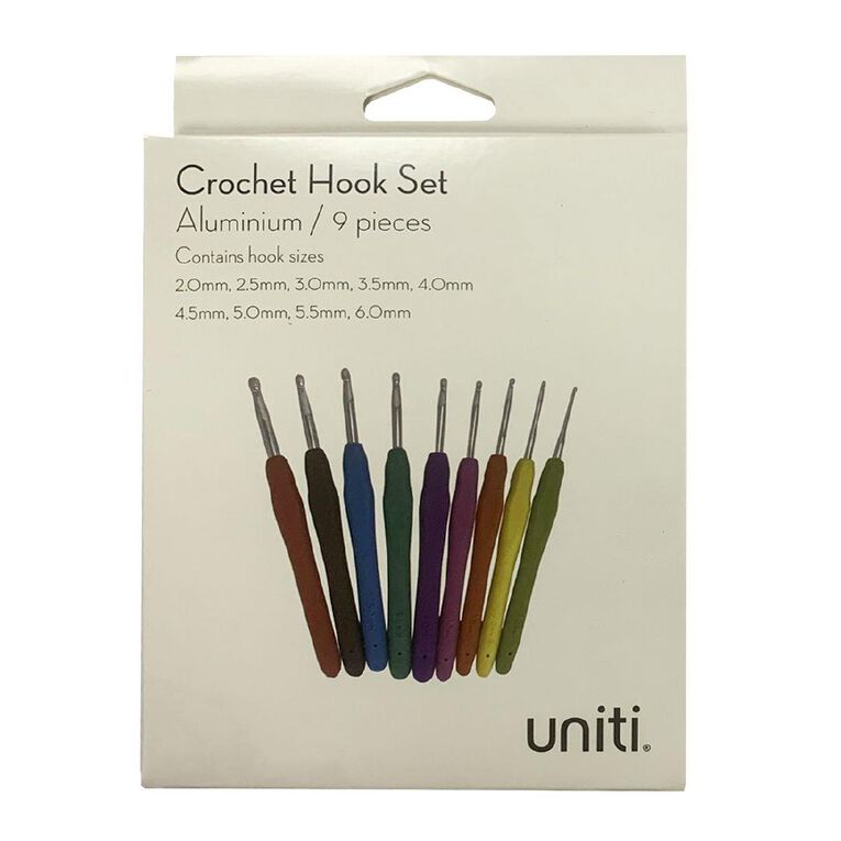 Uniti Crochet Hooks Aluminium 9 Pack