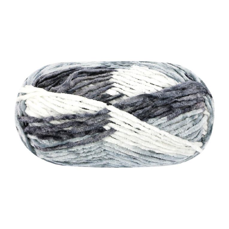 Birch Velvet Yarn 100% Polyester 100G Print Grey Mix