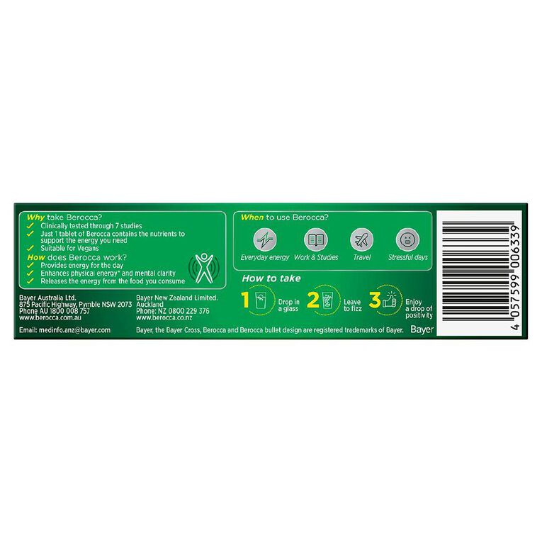 Berocca Energy Vitamin B & C Orange Flavour Effervescent Tablets 15 Pack