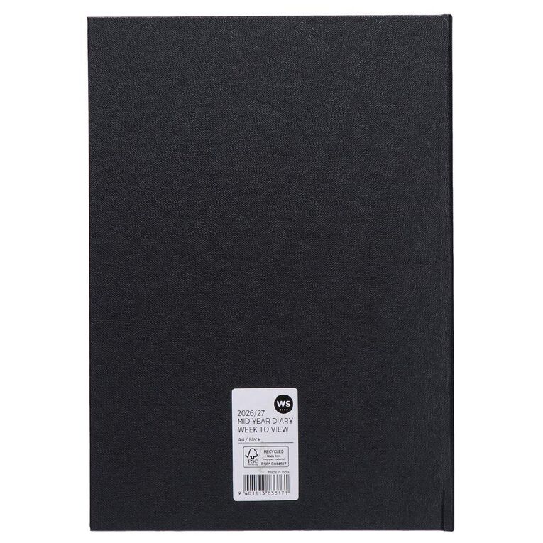WS Mid Year Diary Black Week To View A4 26-27