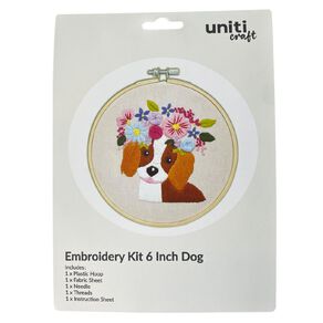 Uniti Craft Adults Embroidery Kit 6 inch Dog
