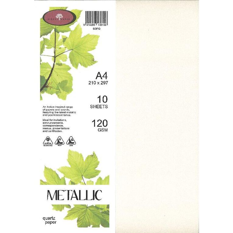 Direct Paper Metallic Paper 120gsm Quartz A4 10 Pack