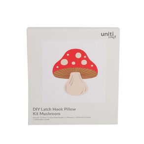 Uniti Craft Adults DIY Latch Hook Pillow Kit Mushroom
