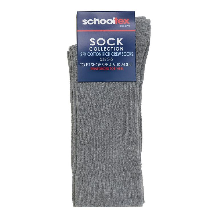 Schooltex 2 Pack Ctn Ankle Socks Gry 5 09-11