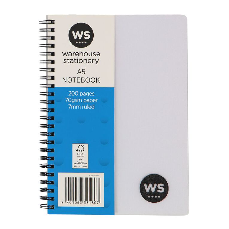 WS Notebook PP Wiro 200 Pages Soft Cover White A5