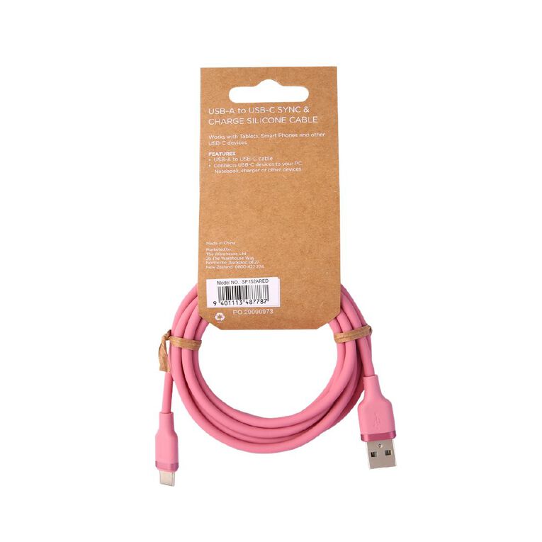 Lifestyles USB-A To USB-C 2m Pink