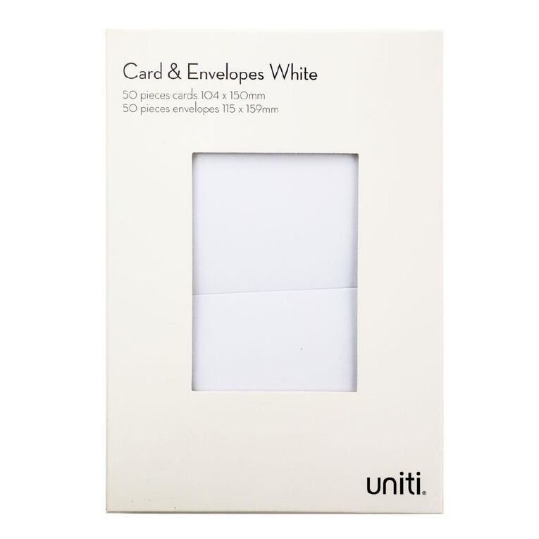 Uniti Cards & Envelopes White 50 Pack