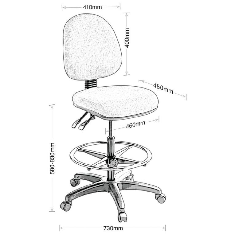 Eden Tag 2 Lever Midback Tech Chair with Footring Atlantic