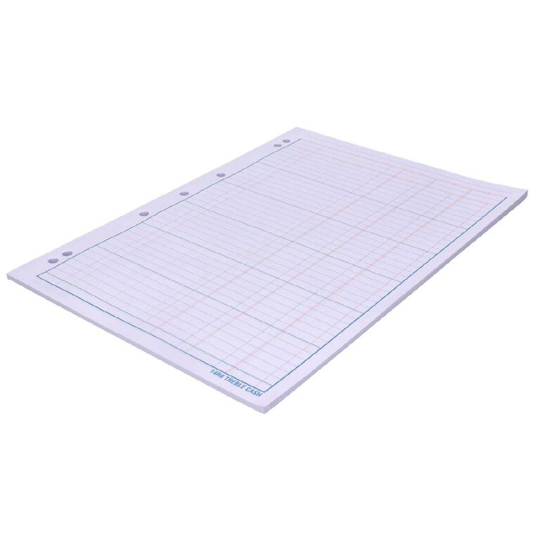 WS Pad Refill 14R8 7mm 3 Column Cash Ruled 40 Leaf Punched Blue