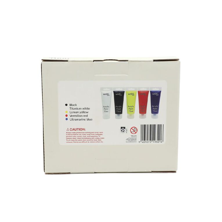 Uniti Acrylic Paint 75ml Basics 5 Pack