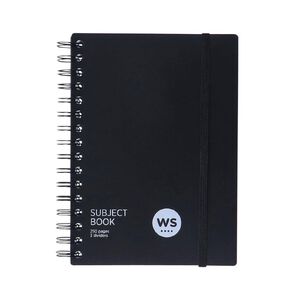 WS Subject Book with 3 Dividers 7mm Ruled Black A5
