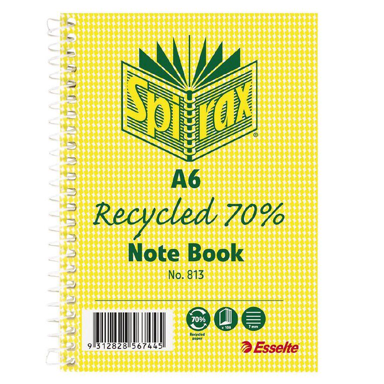 Spirax 813 Recycled Notebook 100 Page Multi-Coloured A6