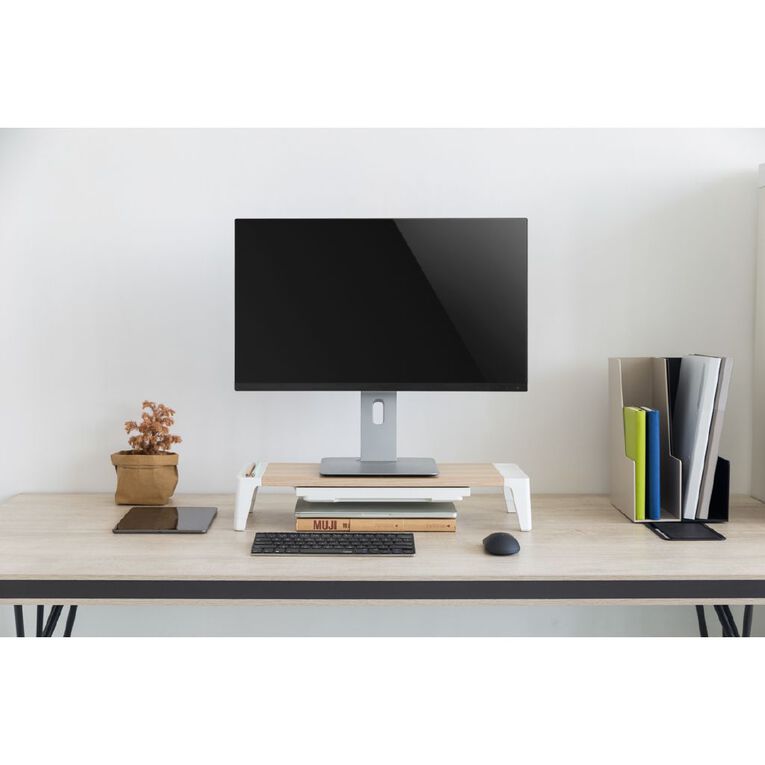 Bracom Universal Tabletop Monitor Riser with drawer White