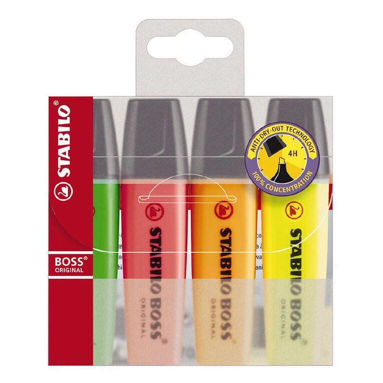 Stabilo Boss Highlighters Multi-Coloured 4 Pack