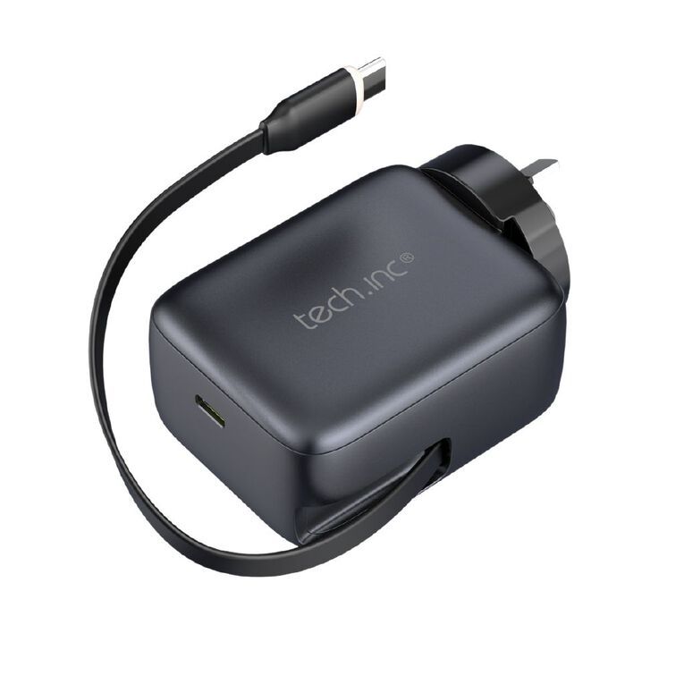 Tech.Inc 45W Wall Charger With Retractable Cable TIWAC45W