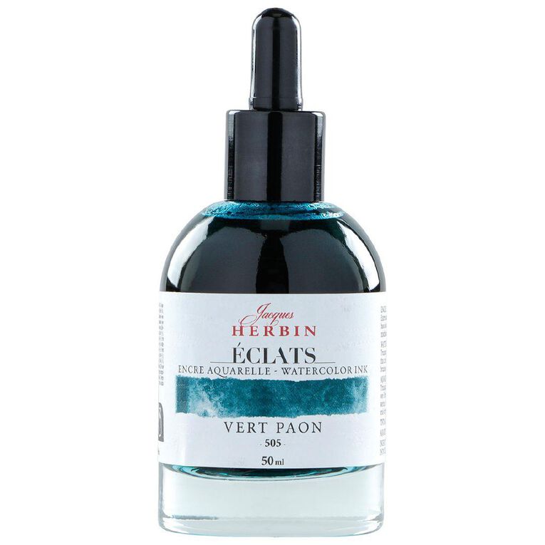 Jacques Herbin Eclats Watercolour Ink 505 Peacock Green 50ml