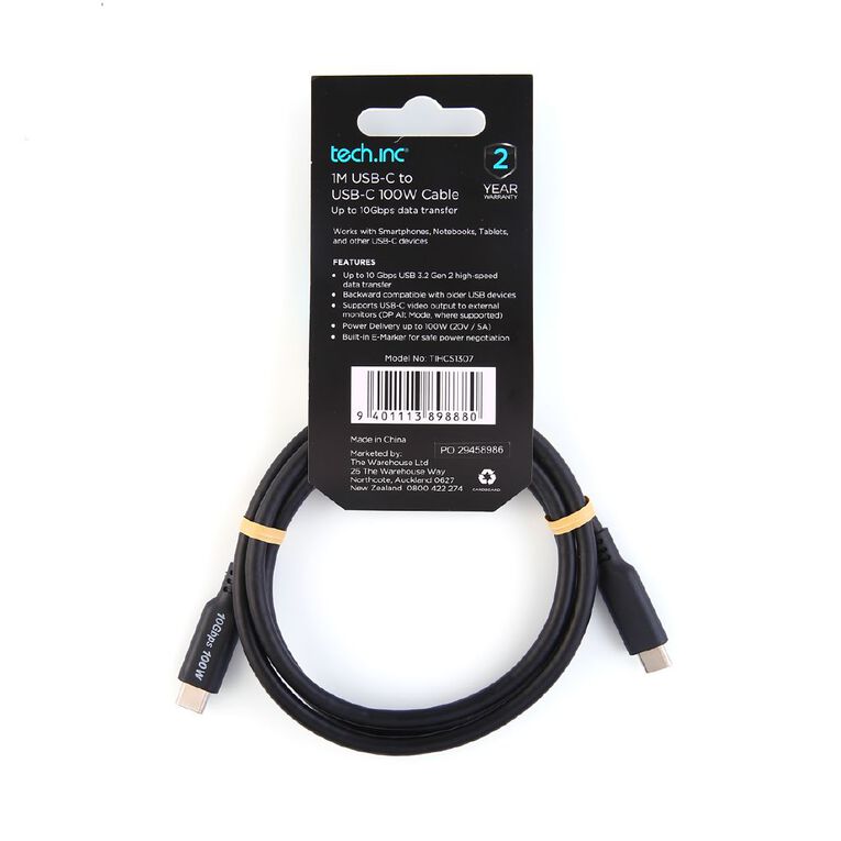 Tech.Inc 100W USB C Cable 1m TIHCS1307 Black