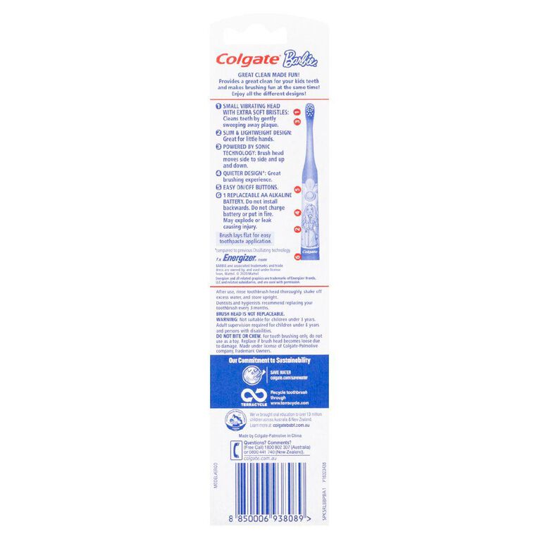 Colgate Barbie Kids' Sonic Power Toothbrush