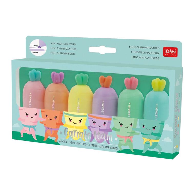 Legami Set of 6 Mini Highlighters Carrate Team