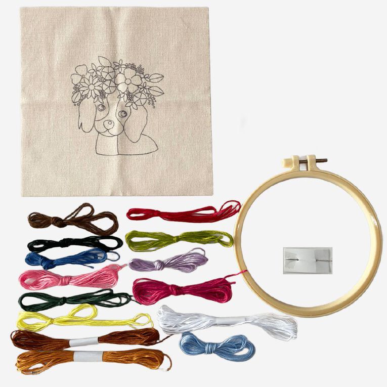 Uniti Craft Adults Embroidery Kit 6 inch Dog