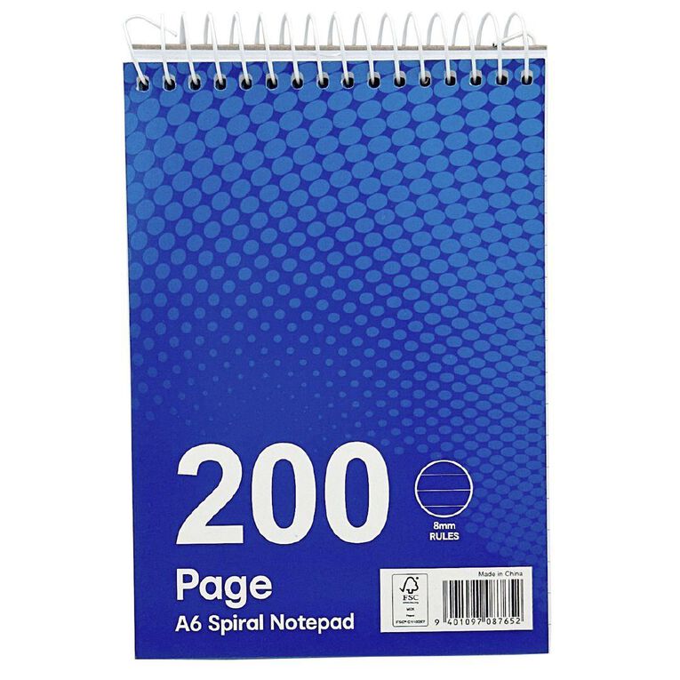 WS Notebook Spiral At Top Blue A6