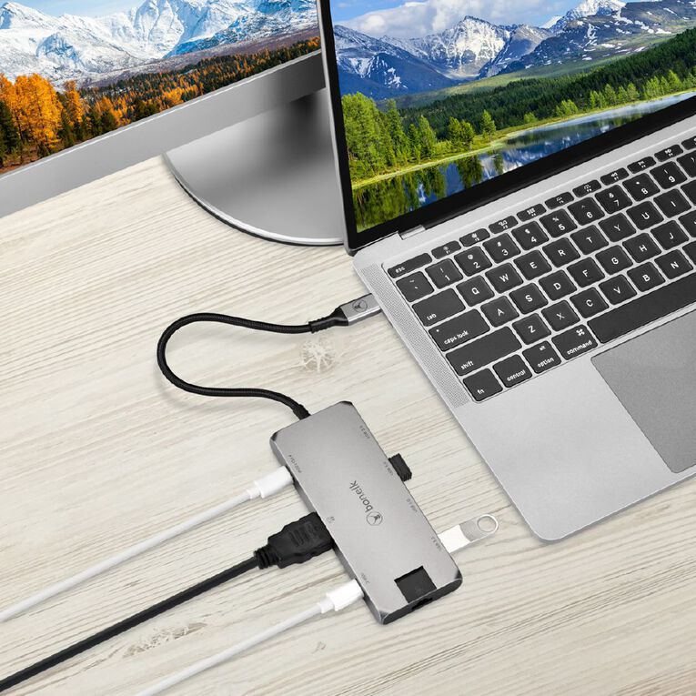 Bonelk Long Life USB C to 8 in 1 Multiport Hub Space Grey Grey
