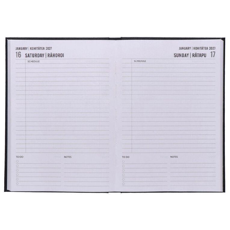 WS Mid Year Diary Black Date To Page A5 26-27
