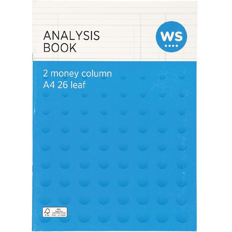 WS Analysis Book 2 Money Column 26 Leaf A4 Green Mid